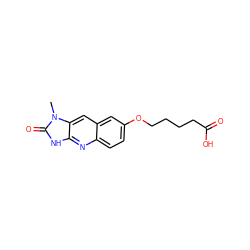 Cn1c(=O)[nH]c2nc3ccc(OCCCCC(=O)O)cc3cc21 ZINC000013725601