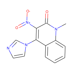 Cn1c(=O)c([N+](=O)[O-])c(-n2ccnc2)c2ccccc21 ZINC000000250961