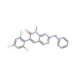 Cn1c(=O)c(-c2c(Cl)cc(Cl)cc2Cl)cc2cnc(Nc3ccccc3)nc21 ZINC000028128872