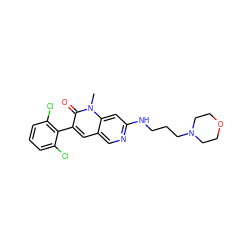 Cn1c(=O)c(-c2c(Cl)cccc2Cl)cc2cnc(NCCCN3CCOCC3)cc21 ZINC000021289560