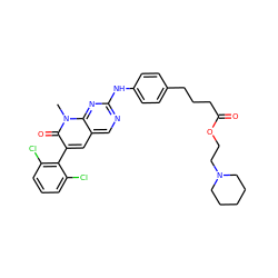 Cn1c(=O)c(-c2c(Cl)cccc2Cl)cc2cnc(Nc3ccc(CCCC(=O)OCCN4CCCCC4)cc3)nc21 ZINC000028130338