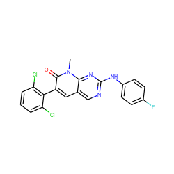 Cn1c(=O)c(-c2c(Cl)cccc2Cl)cc2cnc(Nc3ccc(F)cc3)nc21 ZINC000001488096