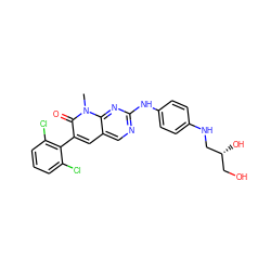 Cn1c(=O)c(-c2c(Cl)cccc2Cl)cc2cnc(Nc3ccc(NC[C@H](O)CO)cc3)nc21 ZINC000003962457