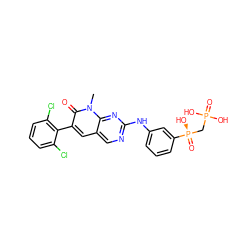 Cn1c(=O)c(-c2c(Cl)cccc2Cl)cc2cnc(Nc3cccc([P@](=O)(O)CP(=O)(O)O)c3)nc21 ZINC000026828231