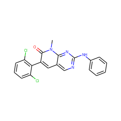 Cn1c(=O)c(-c2c(Cl)cccc2Cl)cc2cnc(Nc3ccccc3)nc21 ZINC000000838734