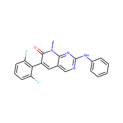 Cn1c(=O)c(-c2c(F)cccc2F)cc2cnc(Nc3ccccc3)nc21 ZINC000028131680