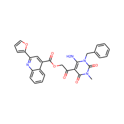 Cn1c(=O)c(C(=O)COC(=O)c2cc(-c3ccco3)nc3ccccc23)c(N)n(Cc2ccccc2)c1=O ZINC000008830530