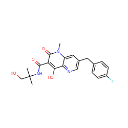 Cn1c(=O)c(C(=O)NC(C)(C)CO)c(O)c2ncc(Cc3ccc(F)cc3)cc21 ZINC000103101203