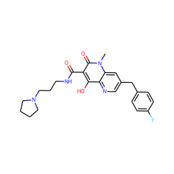 Cn1c(=O)c(C(=O)NCCCN2CCCC2)c(O)c2ncc(Cc3ccc(F)cc3)cc21 ZINC000103097785