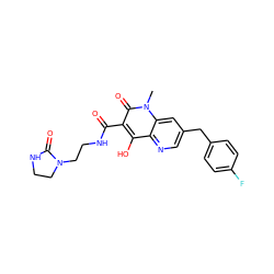 Cn1c(=O)c(C(=O)NCCN2CCNC2=O)c(O)c2ncc(Cc3ccc(F)cc3)cc21 ZINC000103100957