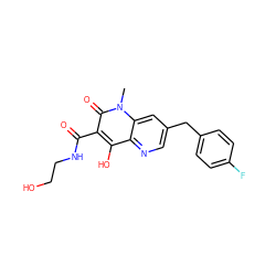 Cn1c(=O)c(C(=O)NCCO)c(O)c2ncc(Cc3ccc(F)cc3)cc21 ZINC000102403694