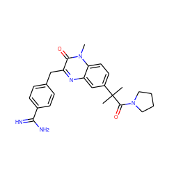 Cn1c(=O)c(Cc2ccc(C(=N)N)cc2)nc2cc(C(C)(C)C(=O)N3CCCC3)ccc21 ZINC000001483781