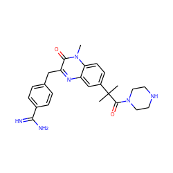 Cn1c(=O)c(Cc2ccc(C(=N)N)cc2)nc2cc(C(C)(C)C(=O)N3CCNCC3)ccc21 ZINC000012355243