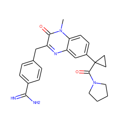 Cn1c(=O)c(Cc2ccc(C(=N)N)cc2)nc2cc(C3(C(=O)N4CCCC4)CC3)ccc21 ZINC000001483779