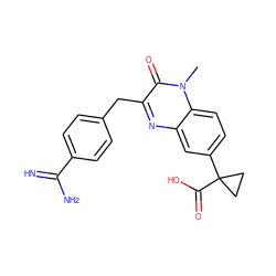 Cn1c(=O)c(Cc2ccc(C(=N)N)cc2)nc2cc(C3(C(=O)O)CC3)ccc21 ZINC000013535243