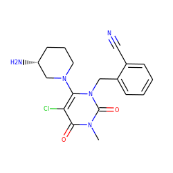 Cn1c(=O)c(Cl)c(N2CCC[C@@H](N)C2)n(Cc2ccccc2C#N)c1=O ZINC000066101955