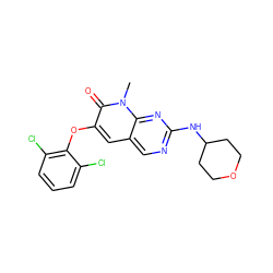 Cn1c(=O)c(Oc2c(Cl)cccc2Cl)cc2cnc(NC3CCOCC3)nc21 ZINC000653790497