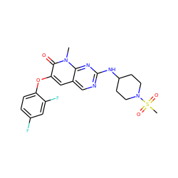 Cn1c(=O)c(Oc2ccc(F)cc2F)cc2cnc(NC3CCN(S(C)(=O)=O)CC3)nc21 ZINC000147597396