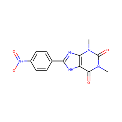 Cn1c(=O)c2[nH]c(-c3ccc([N+](=O)[O-])cc3)nc2n(C)c1=O ZINC000001674422