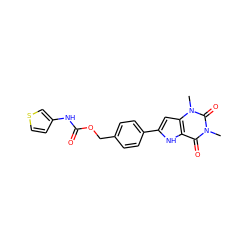 Cn1c(=O)c2[nH]c(-c3ccc(COC(=O)Nc4ccsc4)cc3)cc2n(C)c1=O ZINC000040394815