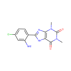 Cn1c(=O)c2[nH]c(-c3ccc(Cl)cc3N)nc2n(C)c1=O ZINC000026016222