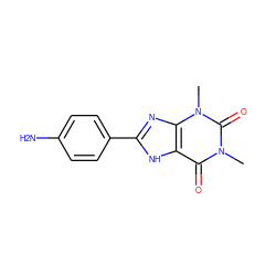 Cn1c(=O)c2[nH]c(-c3ccc(N)cc3)nc2n(C)c1=O ZINC000026015683