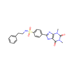 Cn1c(=O)c2[nH]c(-c3ccc(S(=O)(=O)NCCc4ccccc4)cc3)nc2n(C)c1=O ZINC000034800773