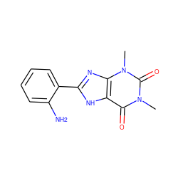 Cn1c(=O)c2[nH]c(-c3ccccc3N)nc2n(C)c1=O ZINC000026014686