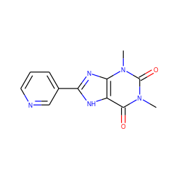 Cn1c(=O)c2[nH]c(-c3cccnc3)nc2n(C)c1=O ZINC000006499023