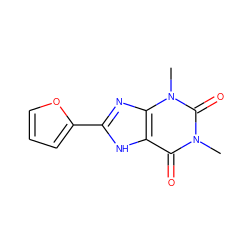 Cn1c(=O)c2[nH]c(-c3ccco3)nc2n(C)c1=O ZINC000000159341