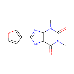 Cn1c(=O)c2[nH]c(-c3ccoc3)nc2n(C)c1=O ZINC000026016467