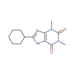 Cn1c(=O)c2[nH]c(C3CCCCC3)nc2n(C)c1=O ZINC000008581223