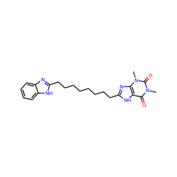 Cn1c(=O)c2[nH]c(CCCCCCCCc3nc4ccccc4[nH]3)nc2n(C)c1=O ZINC000013284733