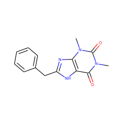 Cn1c(=O)c2[nH]c(Cc3ccccc3)nc2n(C)c1=O ZINC000001596689