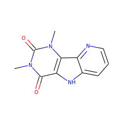 Cn1c(=O)c2[nH]c3cccnc3c2n(C)c1=O ZINC000042920559