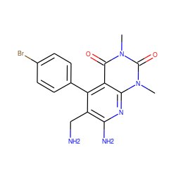 Cn1c(=O)c2c(-c3ccc(Br)cc3)c(CN)c(N)nc2n(C)c1=O ZINC000035859659