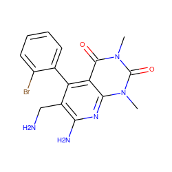 Cn1c(=O)c2c(-c3ccccc3Br)c(CN)c(N)nc2n(C)c1=O ZINC000035967791