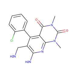 Cn1c(=O)c2c(-c3ccccc3Cl)c(CN)c(N)nc2n(C)c1=O ZINC000035900065