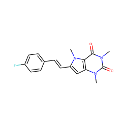 Cn1c(=O)c2c(cc(/C=C/c3ccc(F)cc3)n2C)n(C)c1=O ZINC000095597315