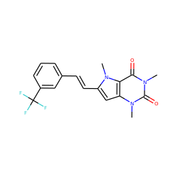 Cn1c(=O)c2c(cc(/C=C/c3cccc(C(F)(F)F)c3)n2C)n(C)c1=O ZINC000095595073