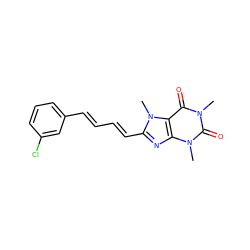 Cn1c(=O)c2c(nc(/C=C/C=C/c3cccc(Cl)c3)n2C)n(C)c1=O ZINC000045498070