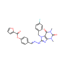 Cn1c(=O)c2c(nc(N/N=C/c3ccc(OC(=O)c4ccco4)cc3)n2Cc2ccc(F)cc2)n(C)c1=O ZINC000008683383