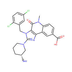 Cn1c(=O)c2c(nc(N3CCC[C@@H](N)C3)n2Cc2cc(Cl)ccc2Cl)c2cc(C(=O)O)ccc21 ZINC000095561211