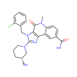 Cn1c(=O)c2c(nc(N3CCC[C@@H](N)C3)n2Cc2ccccc2Cl)c2cc(C(N)=O)ccc21 ZINC000059717961