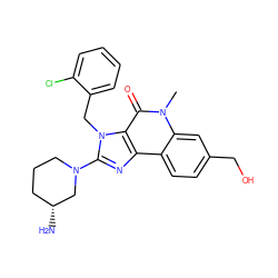 Cn1c(=O)c2c(nc(N3CCC[C@@H](N)C3)n2Cc2ccccc2Cl)c2ccc(CO)cc21 ZINC000095559170