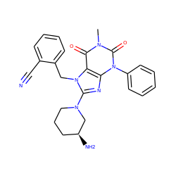 Cn1c(=O)c2c(nc(N3CCC[C@H](N)C3)n2Cc2ccccc2C#N)n(-c2ccccc2)c1=O ZINC000036412257