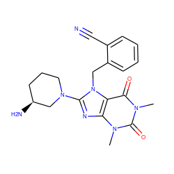 Cn1c(=O)c2c(nc(N3CCC[C@H](N)C3)n2Cc2ccccc2C#N)n(C)c1=O ZINC000001491432