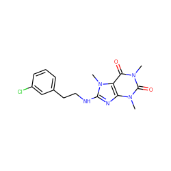 Cn1c(=O)c2c(nc(NCCc3cccc(Cl)c3)n2C)n(C)c1=O ZINC000082157376