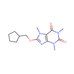 Cn1c(=O)c2c(nc(OCC3CCCC3)n2C)n(C)c1=O ZINC000072176814