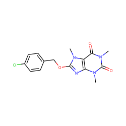 Cn1c(=O)c2c(nc(OCc3ccc(Cl)cc3)n2C)n(C)c1=O ZINC000072177740